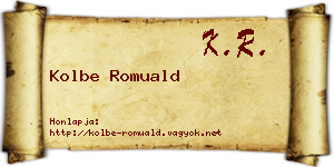 Kolbe Romuald névjegykártya